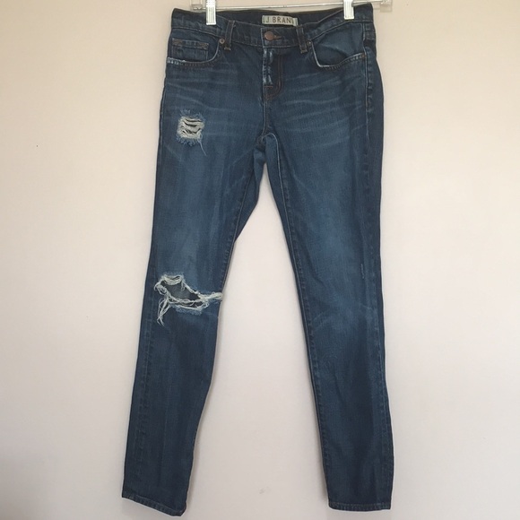 J Brand Womens Aidan Jeans Straight Ringer distressed ripped Blue Size 24 - Picture 3 of 14